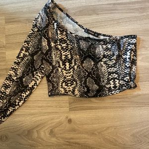 Snake Print One shoulder Top